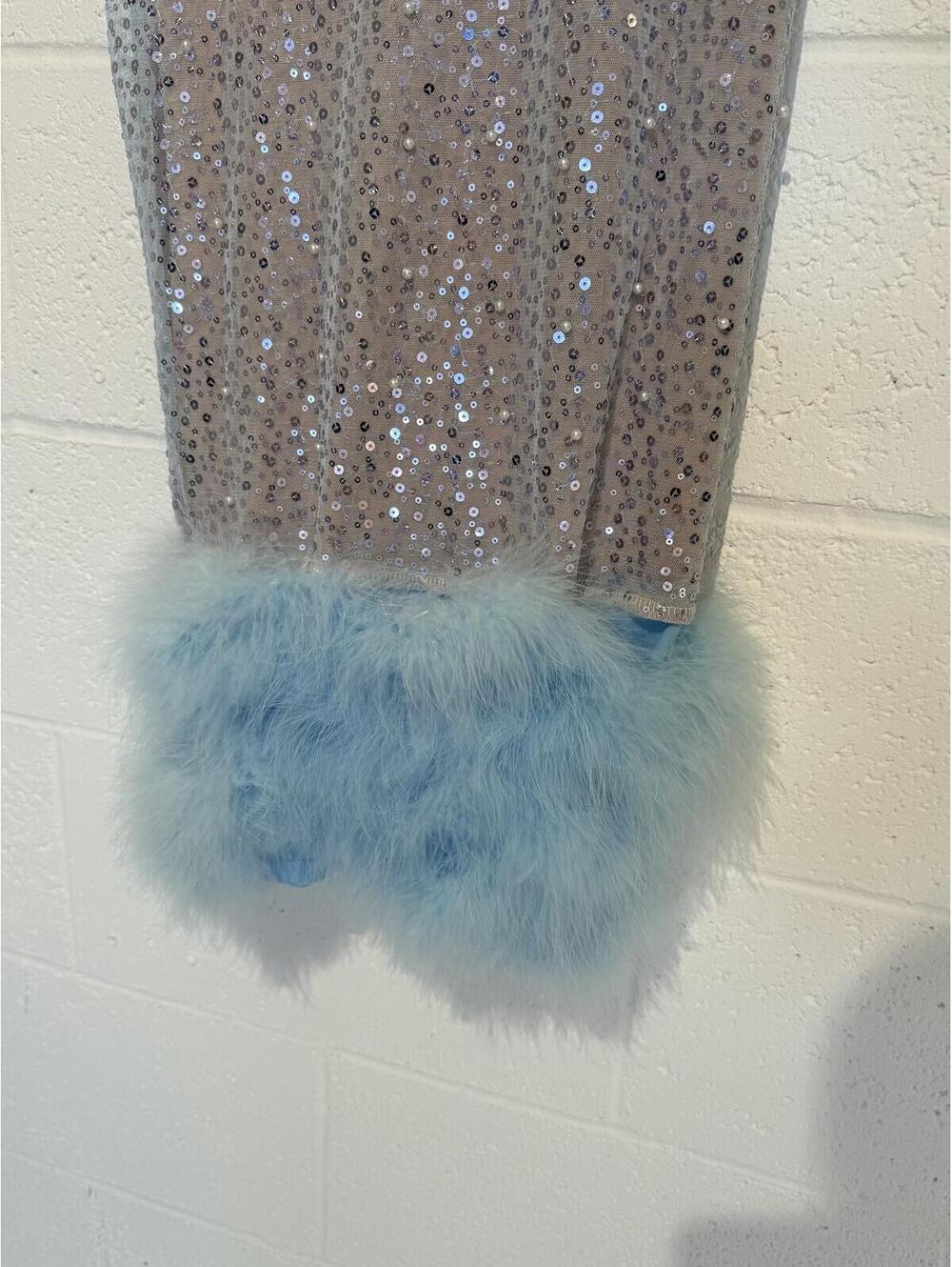 Vintage Sequin Dress With Fur Trim - Picture 3 of 5